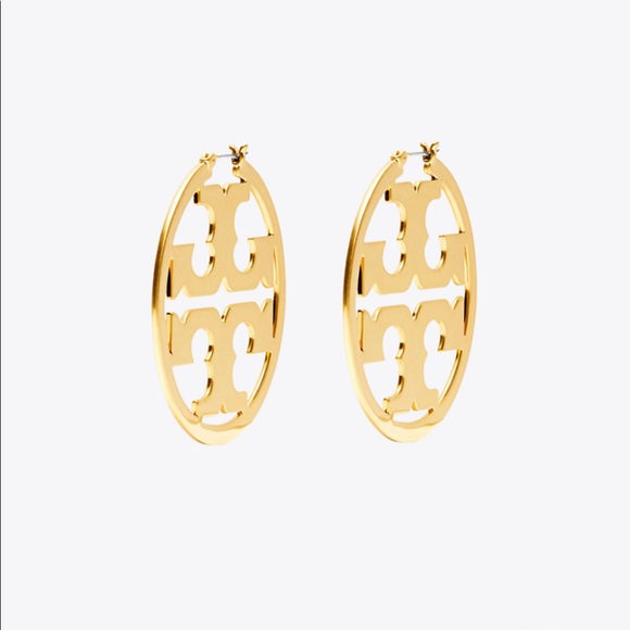 Tory Burch Miller Hoop Logo Hook Earrings - Picture 7 of 8